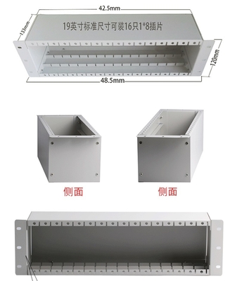1x2 1x4 1x8 16 Slots Fibra Óptica PLC LGX Splitter Chassis para 3U 19 &quot;Rack Mount