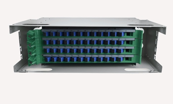Cabos de embraiagem de fibra óptica de plástico ODF com bandeja de carga completa de 48 portas e adaptadores SC/UPC