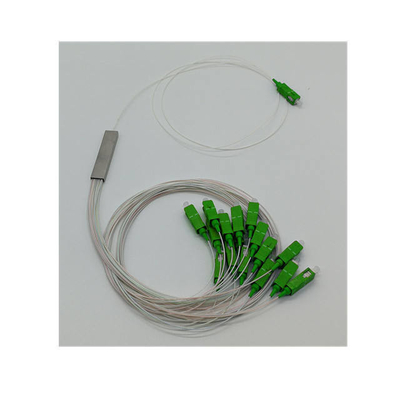 1x8 divisor de fibra óptica em fechamento de tubo inoxidável para comprimento de onda operacional de 1260-1650 nm