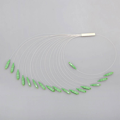 1x8 divisor de fibra óptica em fechamento de tubo inoxidável para comprimento de onda operacional de 1260-1650 nm