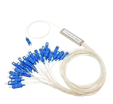 Telecomunicações G657A Fibra PLC Splitter com conectores SC 1*2 1*4 1*8 1*16 1*32 1*64